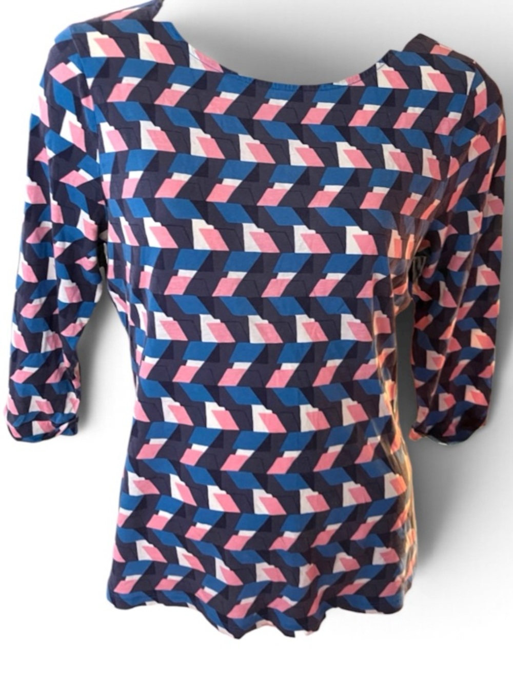 Boden 3/4 sleeve geometric knit top sz 10